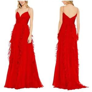 Mac‎ Duggal Size 14 RED 70172 Pleated Sleeveless Flowy Formal Gown Dress NWT